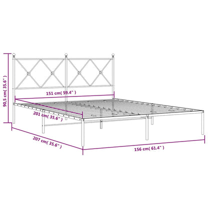 vidaXL Metal Bed Frame without Mattress with Headboard White 150x200cm