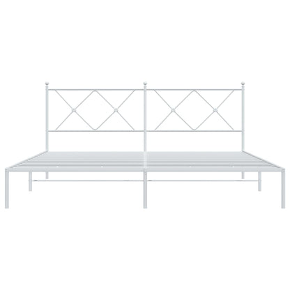 vidaXL Metal Bed Frame without Mattress with Headboard White 180x200cm