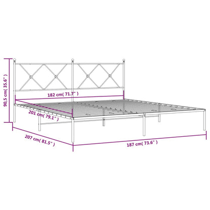 vidaXL Metal Bed Frame without Mattress with Headboard White 180x200cm