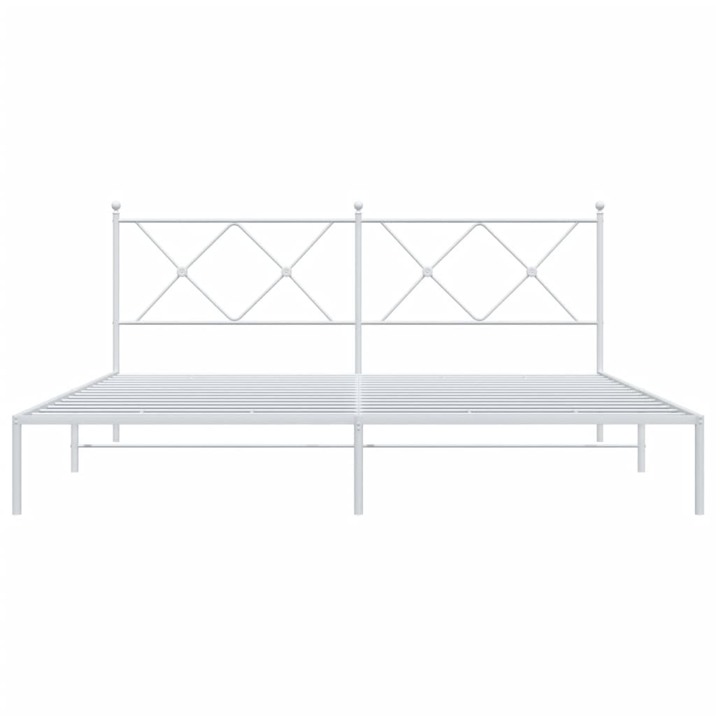 vidaXL Metal Bed Frame without Mattress with Headboard White 183x213cm