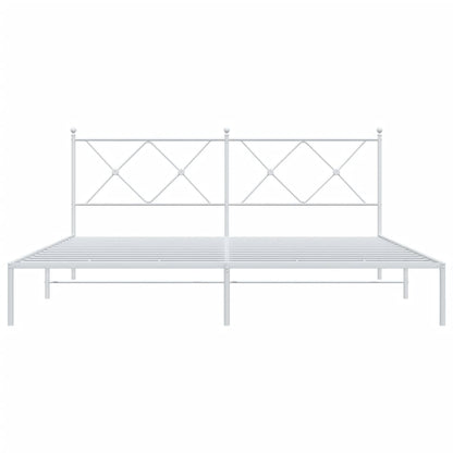vidaXL Metal Bed Frame without Mattress with Headboard White 183x213cm