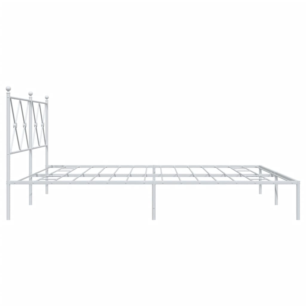 vidaXL Metal Bed Frame without Mattress with Headboard White 183x213cm