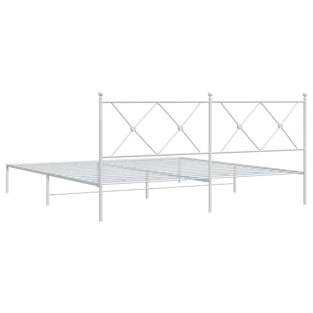 vidaXL Metal Bed Frame without Mattress with Headboard White 183x213cm