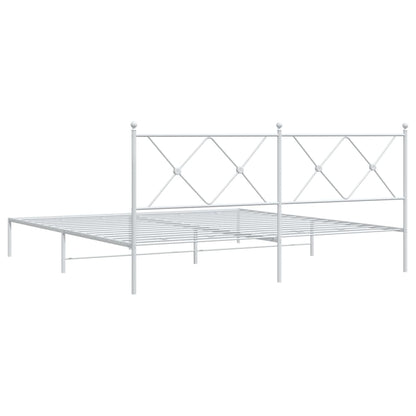 vidaXL Metal Bed Frame without Mattress with Headboard White 183x213cm