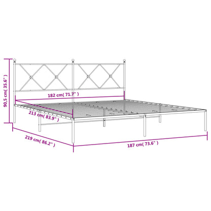 vidaXL Metal Bed Frame without Mattress with Headboard White 183x213cm