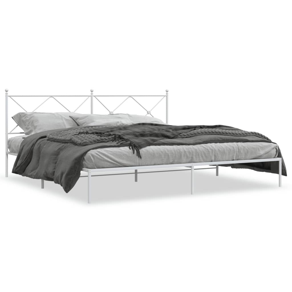 vidaXL Bed Frame | White | Powder-Coated Steel | Double | Bed Frame