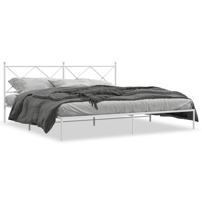 vidaXL Bed Frame | White | Powder-Coated Steel | Double | Bed Frame
