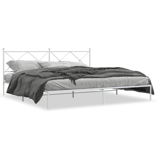 vidaXL Bed Frame | White | Powder-Coated Steel | Double | Bed Frame