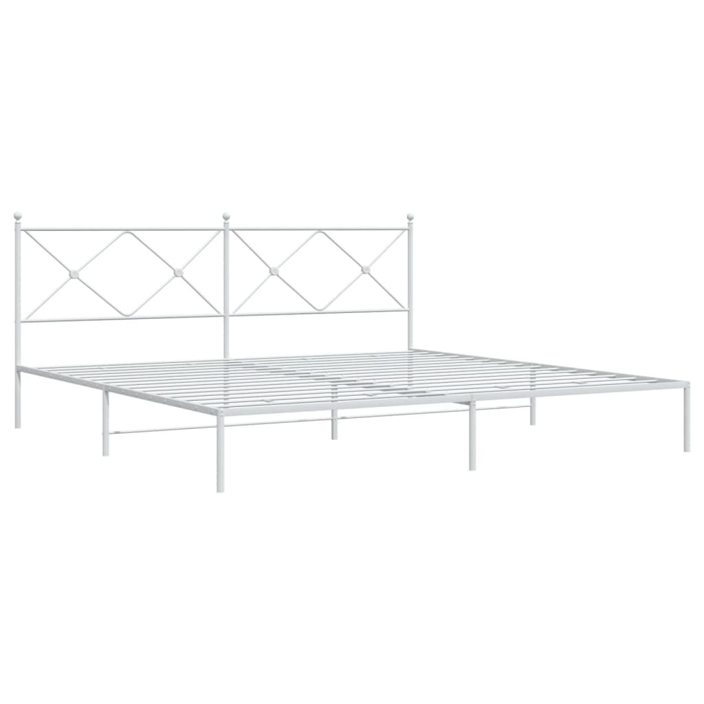 vidaXL Bed Frame | White | Powder-Coated Steel | Double | Bed Frame