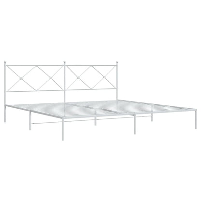 vidaXL Bed Frame | White | Powder-Coated Steel | Double | Bed Frame