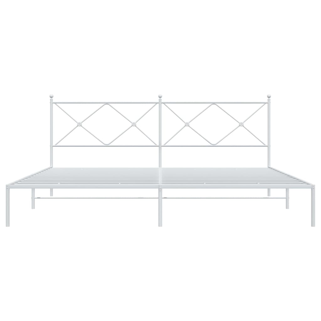 vidaXL Bed Frame | White | Powder-Coated Steel | Double | Bed Frame
