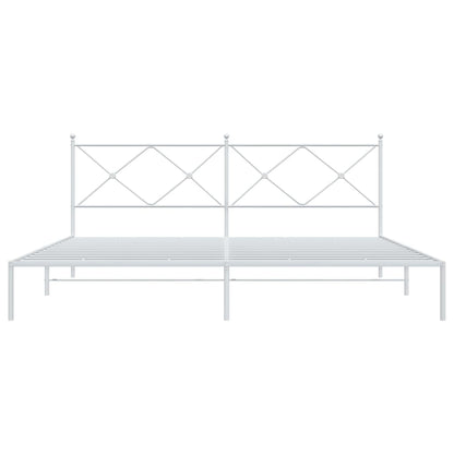 vidaXL Bed Frame | White | Powder-Coated Steel | Double | Bed Frame
