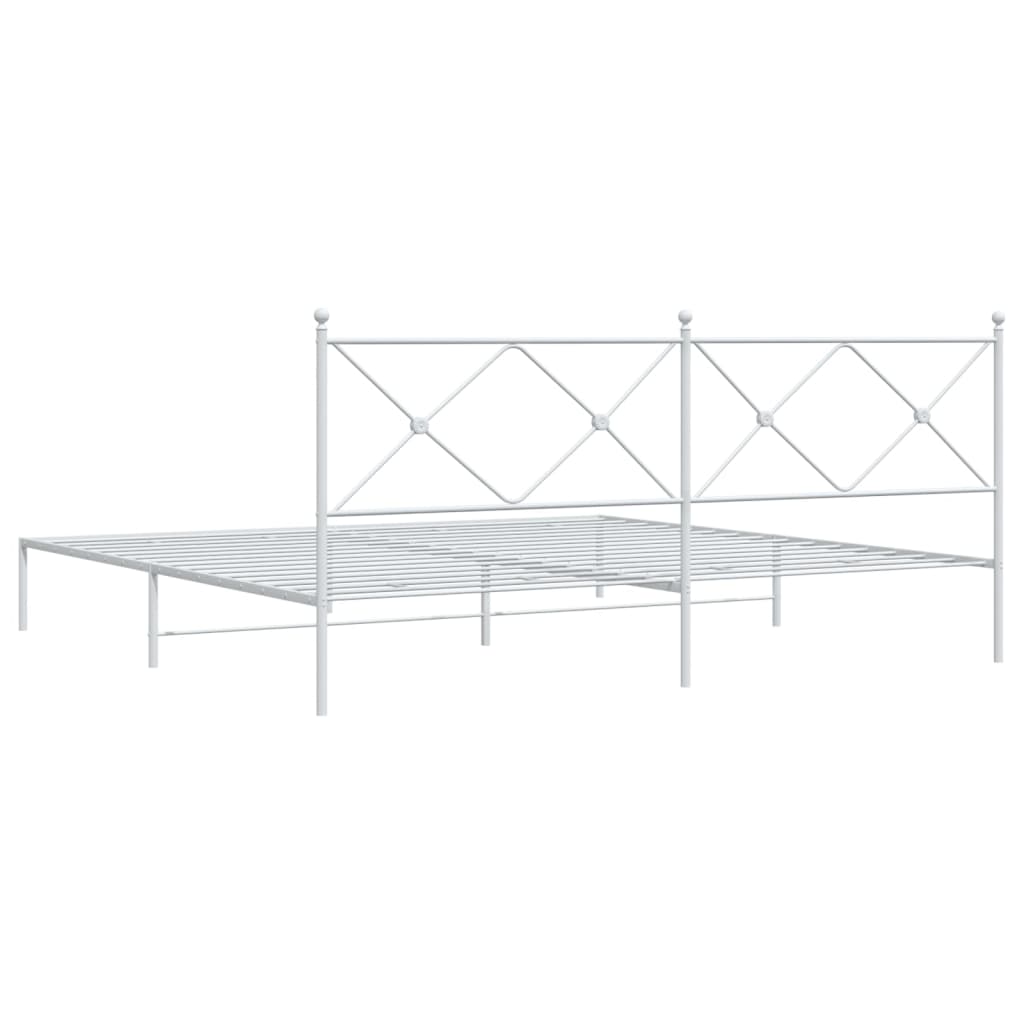 vidaXL Bed Frame | White | Powder-Coated Steel | Double | Bed Frame