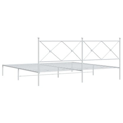vidaXL Bed Frame | White | Powder-Coated Steel | Double | Bed Frame