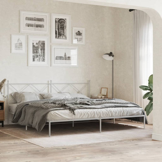 vidaXL Bed Frame | White | Powder-Coated Steel | Double | Bed Frame