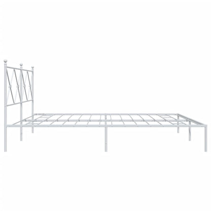 vidaXL Metal Bed Frame without Mattress with Headboard White 200x200cm