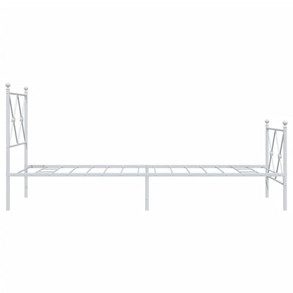vidaXL Metal Bed Frame without Mattress with Footboard White 75x190cm