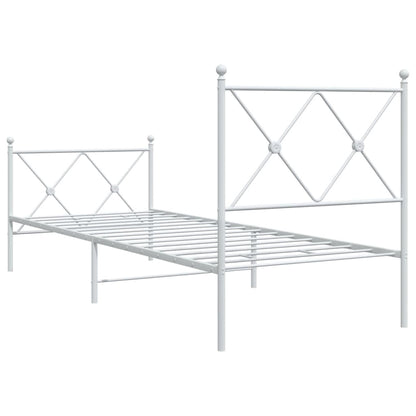 vidaXL Metal Bed Frame without Mattress with Footboard White 75x190cm