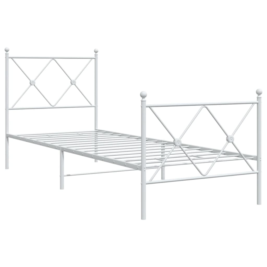 vidaXL Metal Bed Frame without Mattress with Footboard White 80x200cm