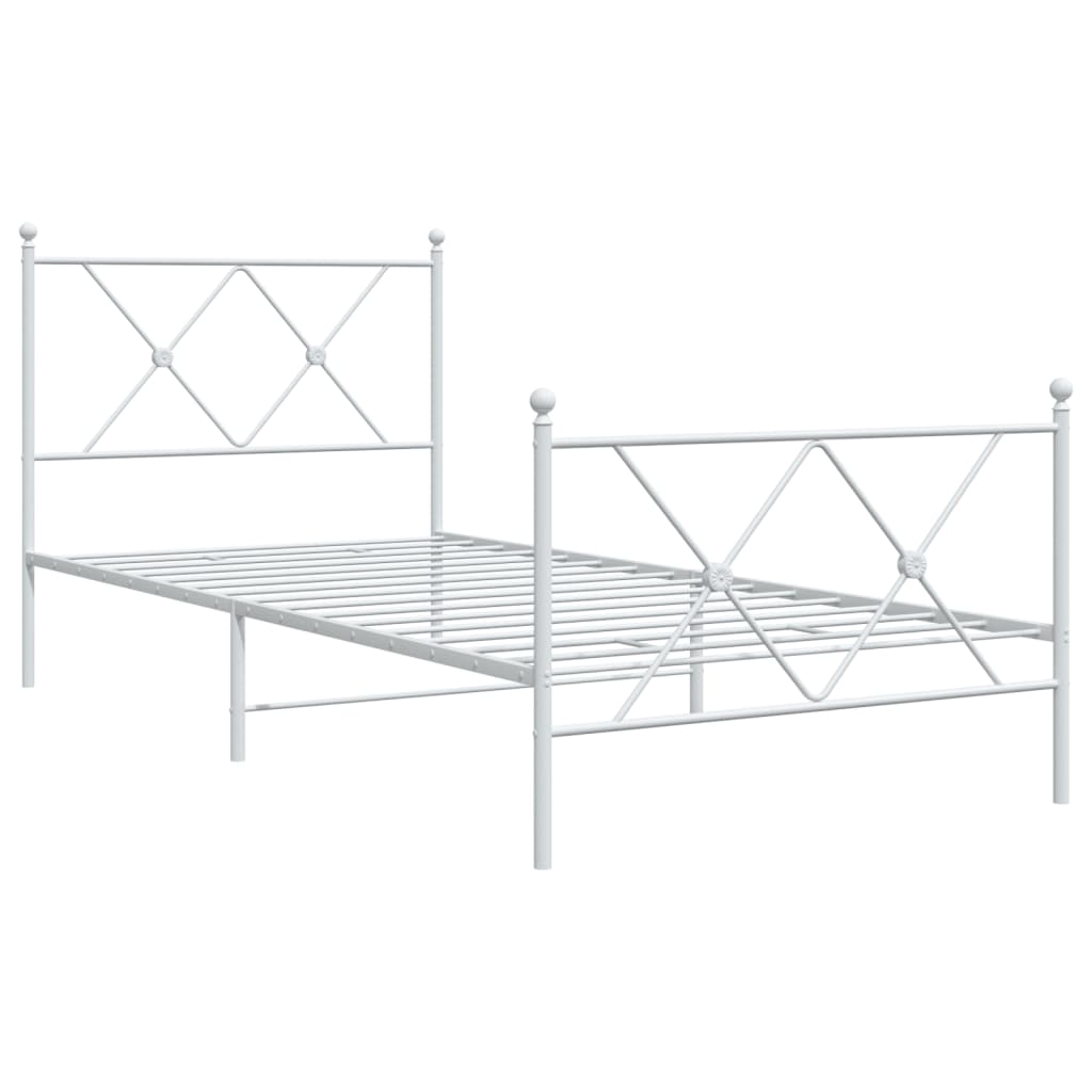 vidaXL Metal Bed Frame without Mattress with Footboard White 90x190cm