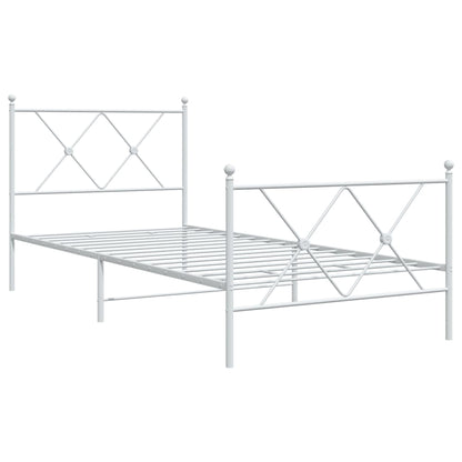 vidaXL Metal Bed Frame without Mattress with Footboard White 90x190cm