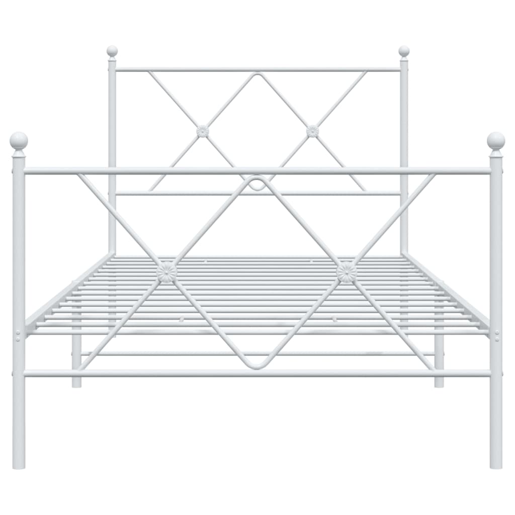 vidaXL Metal Bed Frame without Mattress with Footboard White 90x190cm