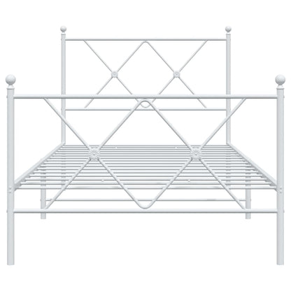 vidaXL Metal Bed Frame without Mattress with Footboard White 90x190cm