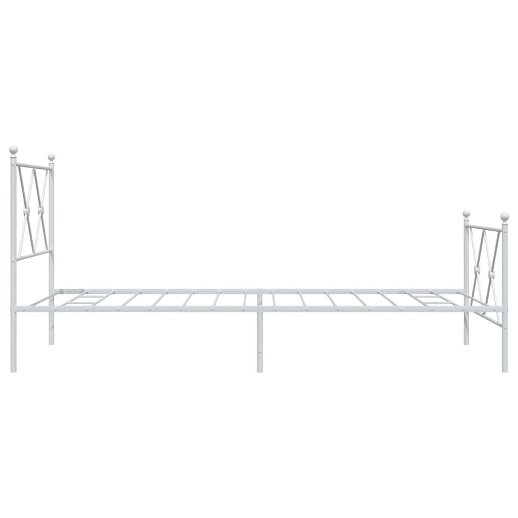 vidaXL Metal Bed Frame without Mattress with Footboard White 90x200cm