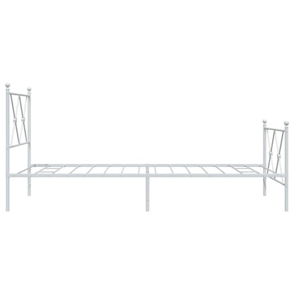 vidaXL Metal Bed Frame without Mattress with Footboard White 90x200cm