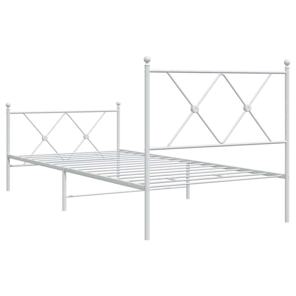 vidaXL Metal Bed Frame without Mattress with Footboard White 90x200cm