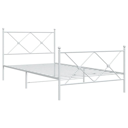 vidaXL Metal Bed Frame without Mattress with Footboard White 100x190cm