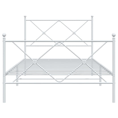 vidaXL Metal Bed Frame without Mattress with Footboard White 100x190cm