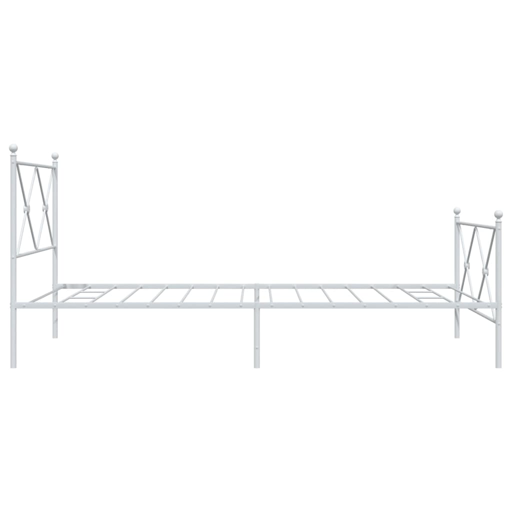 vidaXL Metal Bed Frame without Mattress with Footboard White 100x190cm