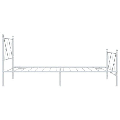 vidaXL Metal Bed Frame without Mattress with Footboard White 100x190cm