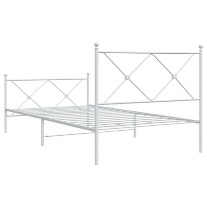 vidaXL Metal Bed Frame without Mattress with Footboard White 100x190cm