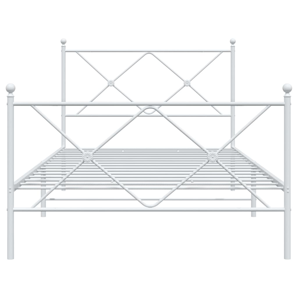 vidaXL Metal Bed Frame without Mattress with Footboard White 100x200cm