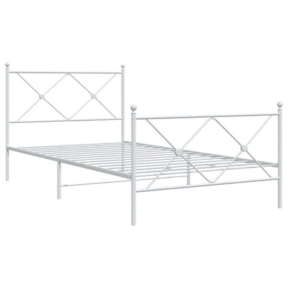 vidaXL Metal Bed Frame without Mattress with Footboard White 107x203cm