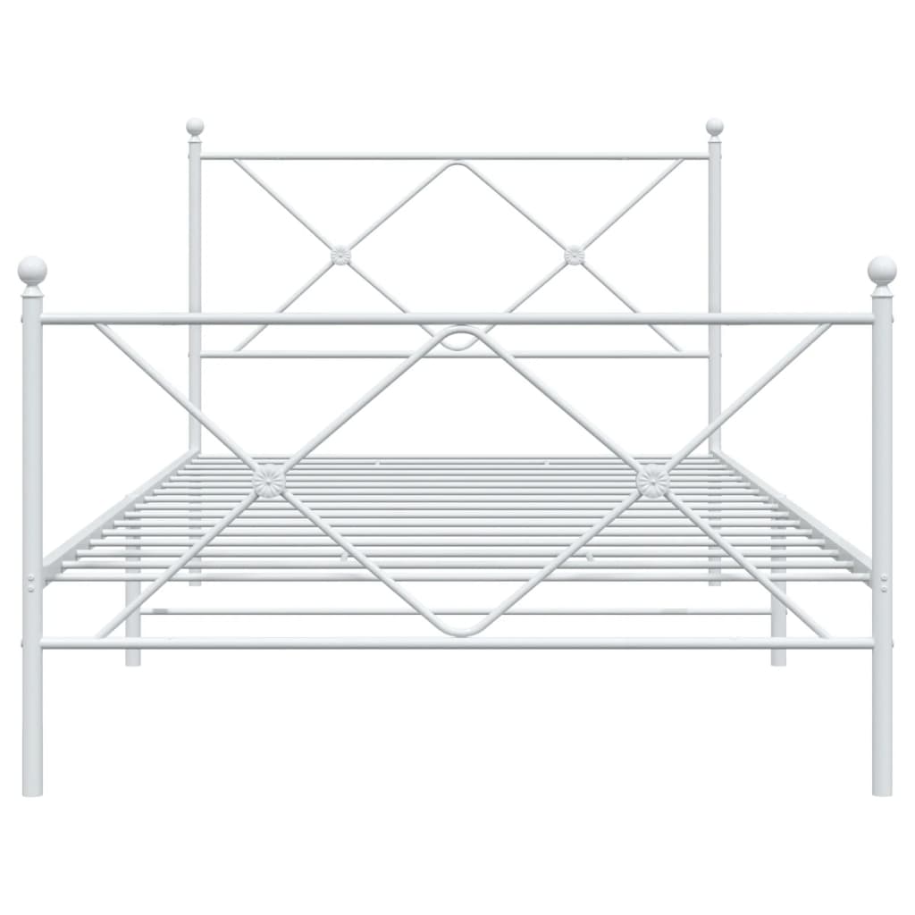 vidaXL Metal Bed Frame without Mattress with Footboard White 107x203cm