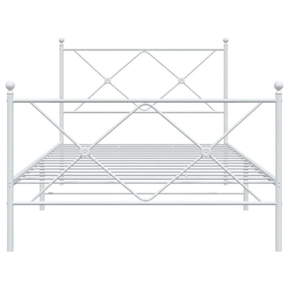 vidaXL Metal Bed Frame without Mattress with Footboard White 107x203cm