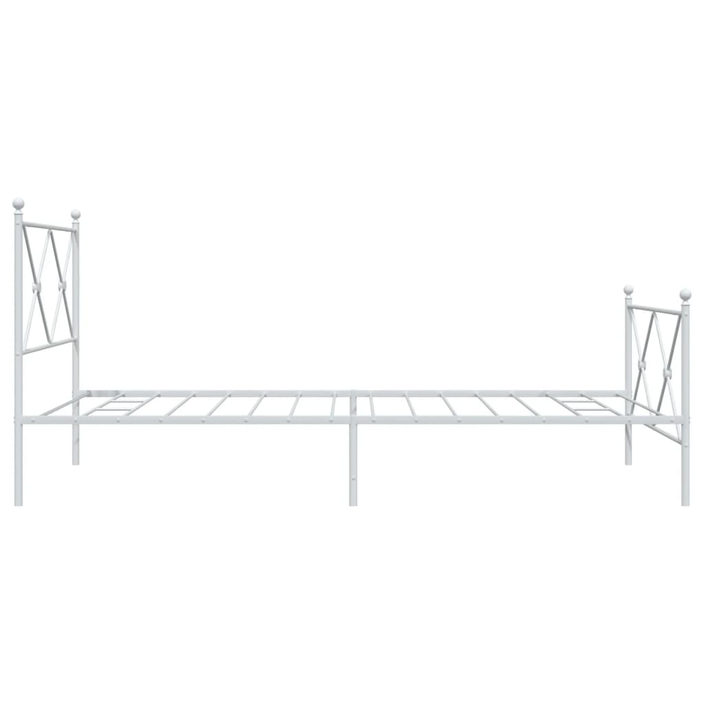 vidaXL Metal Bed Frame without Mattress with Footboard White 107x203cm