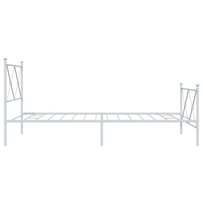 vidaXL Metal Bed Frame without Mattress with Footboard White 107x203cm