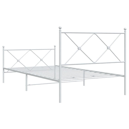 vidaXL Metal Bed Frame without Mattress with Footboard White 107x203cm