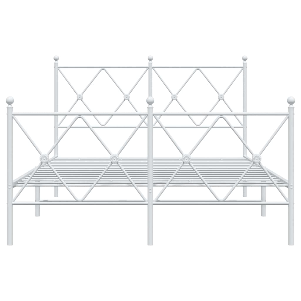 vidaXL Metal Bed Frame without Mattress with Footboard White 120x190cm