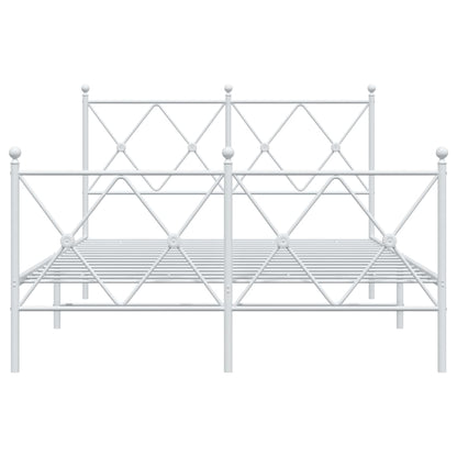 vidaXL Metal Bed Frame without Mattress with Footboard White 120x190cm