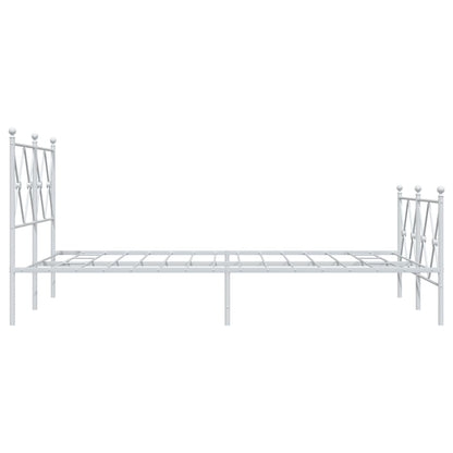 vidaXL Metal Bed Frame without Mattress with Footboard White 120x190cm