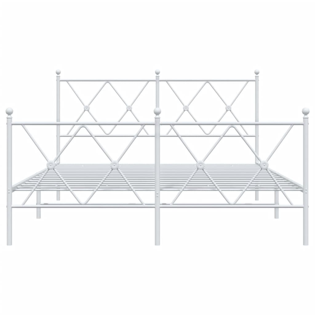 vidaXL Metal Bed Frame without Mattress with Footboard White 137x190cm