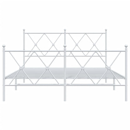 vidaXL Metal Bed Frame without Mattress with Footboard White 137x190cm