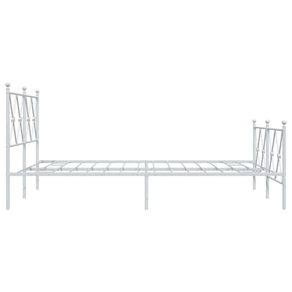 vidaXL Metal Bed Frame without Mattress with Footboard White 137x190cm