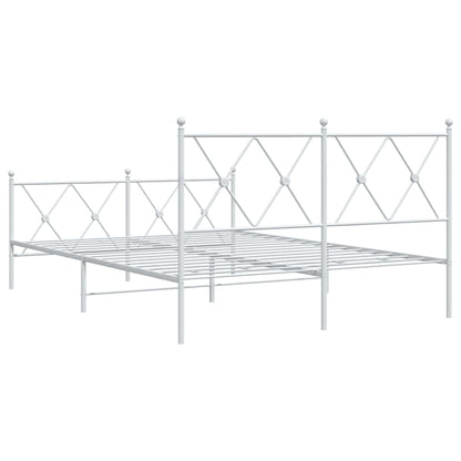 vidaXL Metal Bed Frame without Mattress with Footboard White 137x190cm