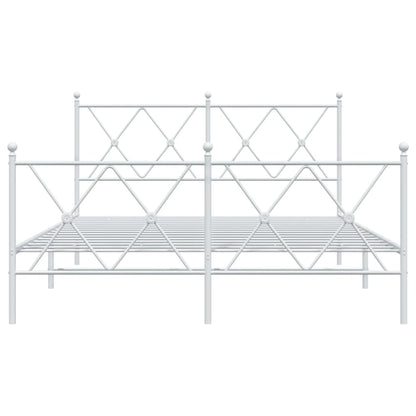 vidaXL Metal Bed Frame without Mattress with Footboard White 140x190cm